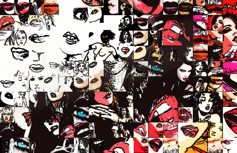 Dentalmöbel, Inneneinrichtung, Zahnarztpraxis, rote Lippen, schöne Zähne, perfekte Zähne, schöne Lippen, Kunst, Zahnarztpraxen, Zahn-Kunst