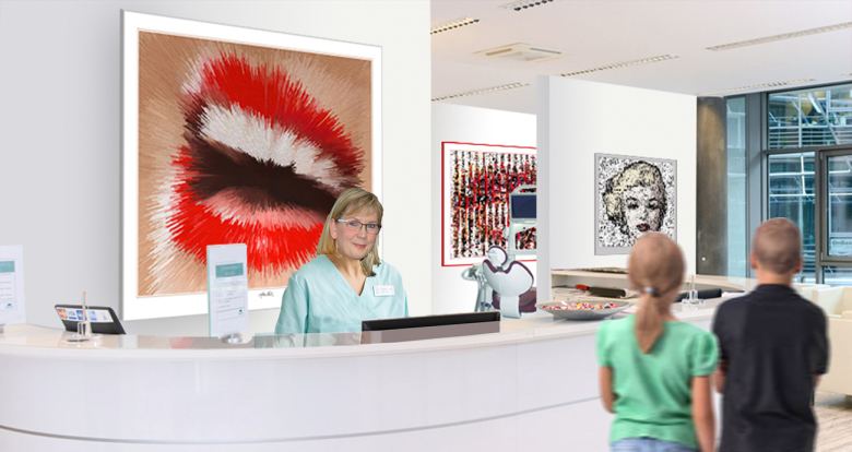 Kunstausstellung, Zahnarzt, Wartezimmer, zeitgemäß, Einrichtung, Praxis, Dekor, Pop Art
