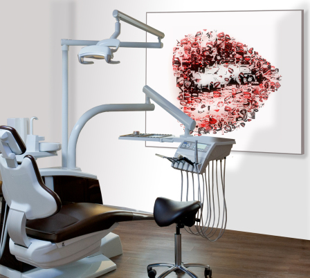 Behandlungszimmer Zahnarztpraxis und Kunst