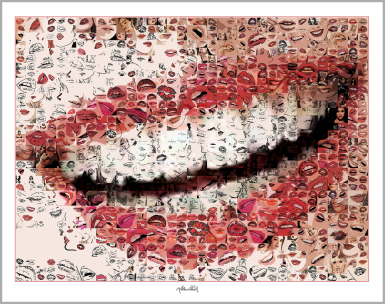 schöne Zähne, rote Lippen, Kunst