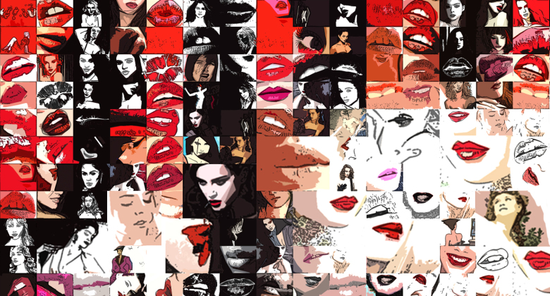 Phantastische Lippen, schöne Zähne, rote Lippen, Kunst