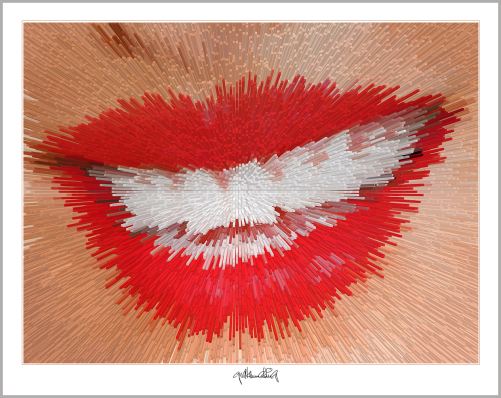 rote Lippen, Lippen, perfekte Zähne, Kunst Zahnarzt, Kunst im Wartezimmer