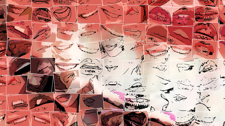 Rote Lippen, Kunst in Zahnarztpraxen, Bilder Zähne, Wandbild Wartezimmer