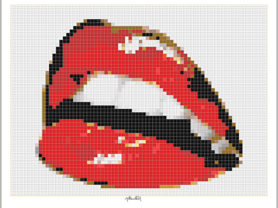 Lego, Legokunst, Legoart, Steinekunst, Legolippen, rote Lippen