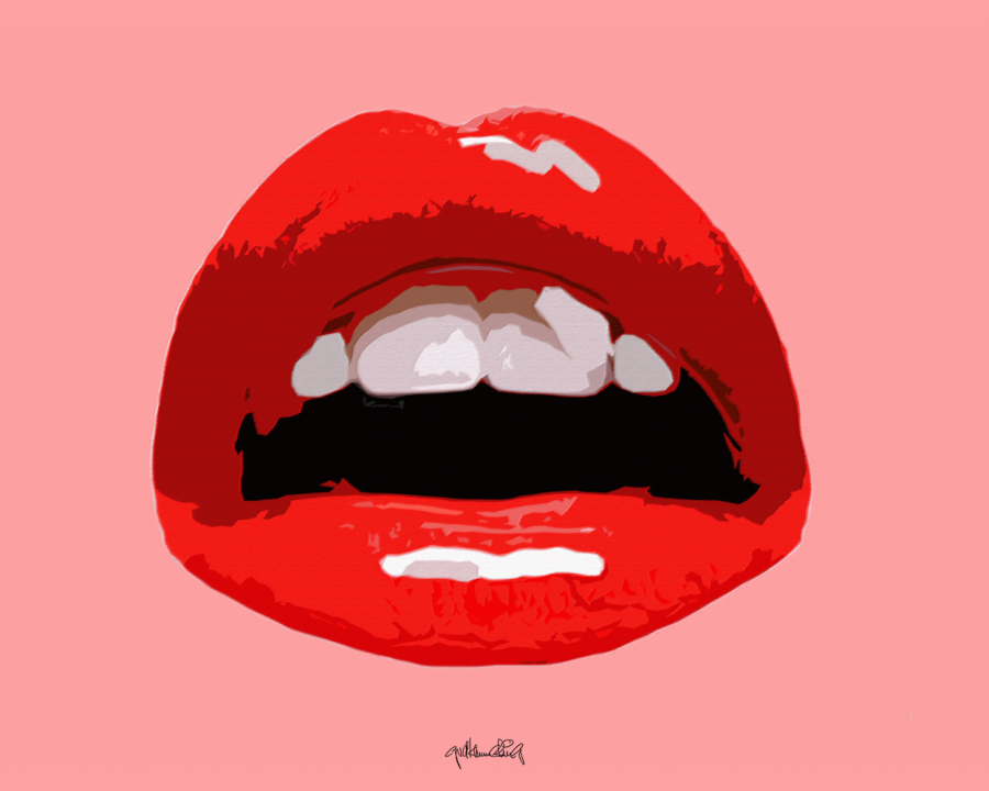 Wandbilder für Zahnärzte und Zahnpraxen,  perfekte Zähne, erotische Lippen, rote Lippen, Lippen, schöne Lippen,
