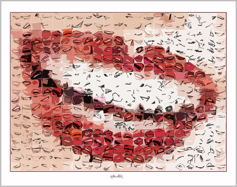 Bilder, Kunst für Zahnärzte, rote Lippen, Zahnkunst, Kunst mit Zähnen, Wandbilder für Zahnärzte und Zahnpraxen