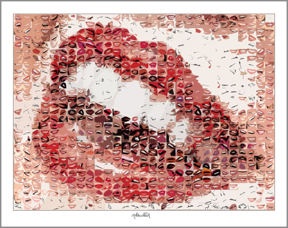 Wandbild, Wartezimmer, rote Lippen, Kunstgrafik, moderne Gestaltung