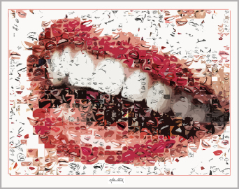 rote Lippen, schöne Zähne, perfekte Zähne, schöne Lippen, Kunst, Zahnarztpraxen, Zahn-Kunst