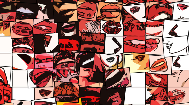 rote Lippen, schöne Zähne, perfekte Zähne, schöne Lippen, Kunst, Zahnarztpraxen, Zahn-Kunst