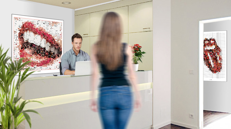Dental Art, Wandbilder, Zahnpraxen, Kunst, Zähne, Lippen, Rezeption, Wartezimmer, Behandlung