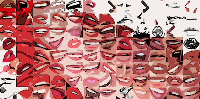 rote Lippen, schöne Zähne, perfekte Zähne, schöne Lippen, Kunst, Zahnarztpraxen, Zahn-Kunst