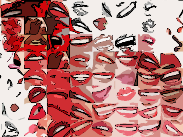 rote Lippen, Lippen, perfekte Zähne, zeitgenössisch, Kunst, moderne-Pop Art, Dental, Praxis