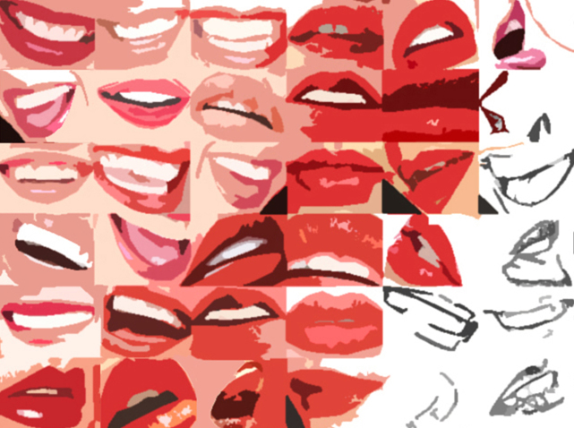 rote Lippen, Lippen, perfekte Zähne, Pop Art Zahnkunst, zeitgenössisch, Kunst, moderne-Pop Art, Dental, Praxis