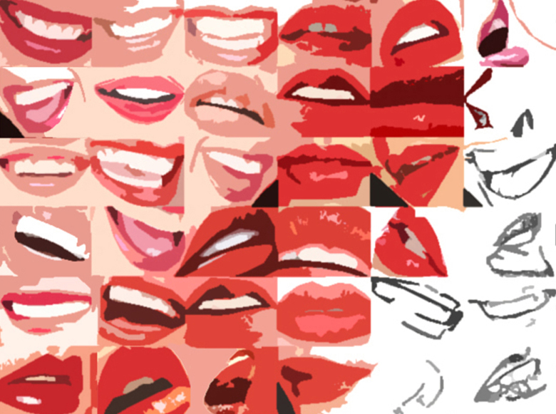 rote Lippen, Lippen, perfekte Zähne, Pop Art Zahnkunst, zeitgenössisch, Kunst, moderne-Pop Art, Dental, Praxis