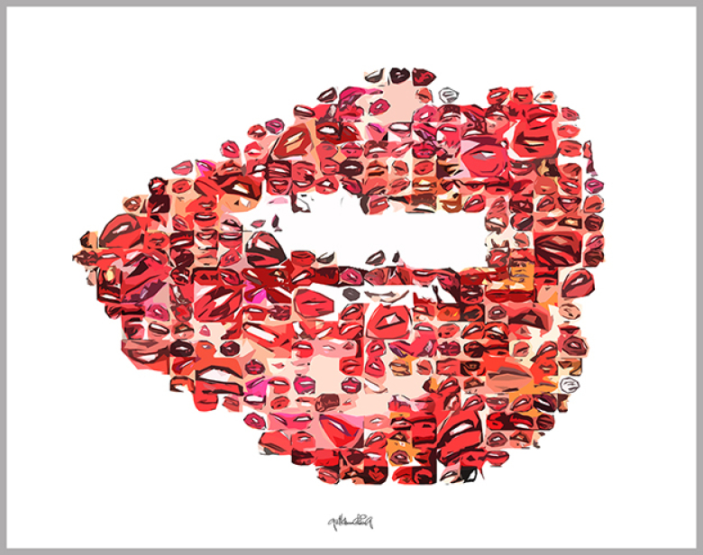 perfekte rote Lippen, perfekte Zähne