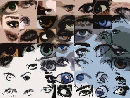 zeitgenössische Kunst mit Augen, blaue Augen, das Auge in der modernen Kunst